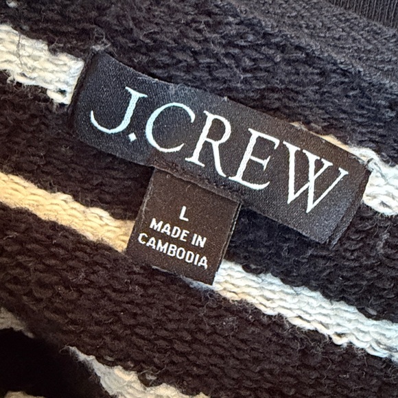 J. Crew Heritage Terry Quarter-Zip Sweatshirt Black Stripe Large - Picture 4 of 8
